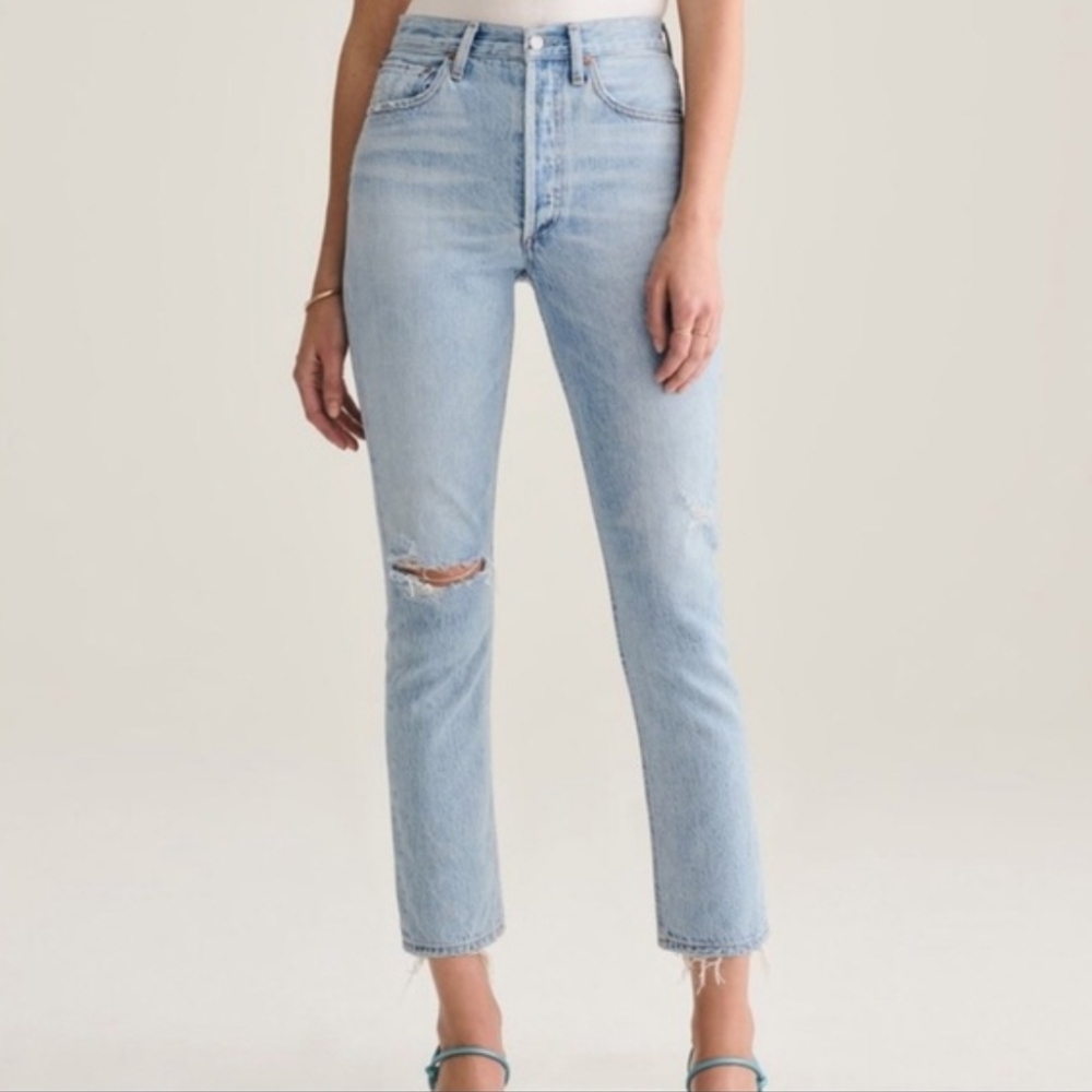 AGOLDE Riley high-rise straight  jeans JEANS SIZE 26 Distressed Jeans
